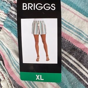 NWT Briggs Linen Blend Striped Shorts Size XL
